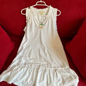 Michael Kors white drop waist Swiss Dot Lined Dress/NWT/Large